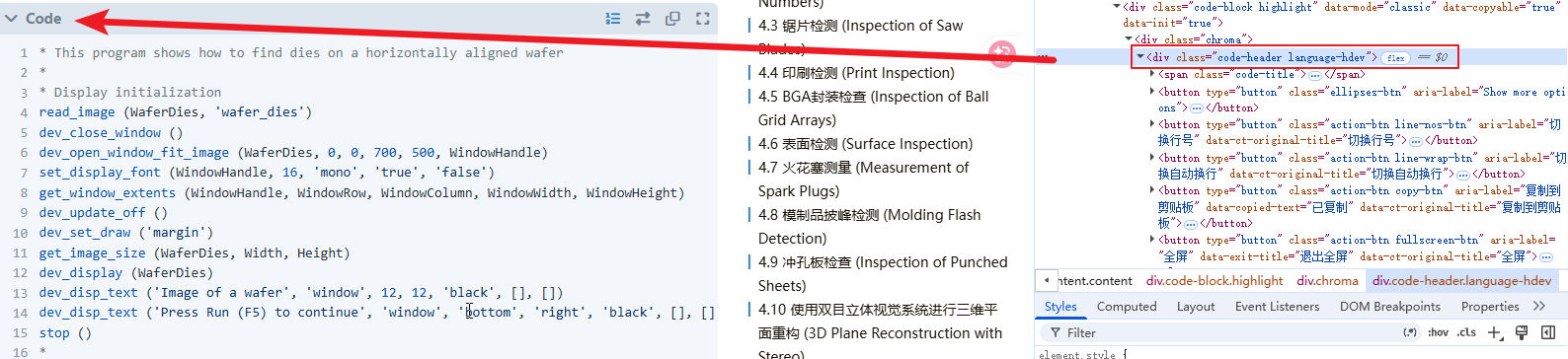 图3 带有language-hdev类的div元素